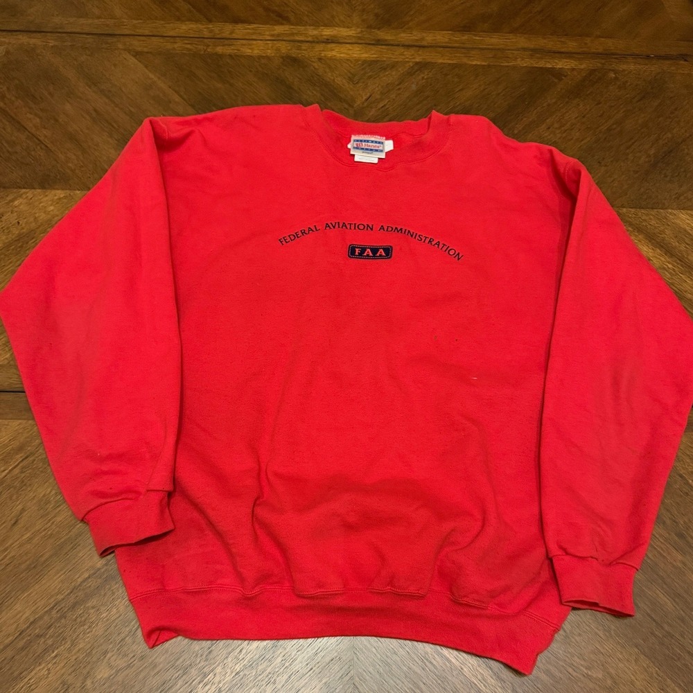 Hanes Ultimate Cotton FAA Federal‎ Aviation Administration Red Sweatshirt Mens L